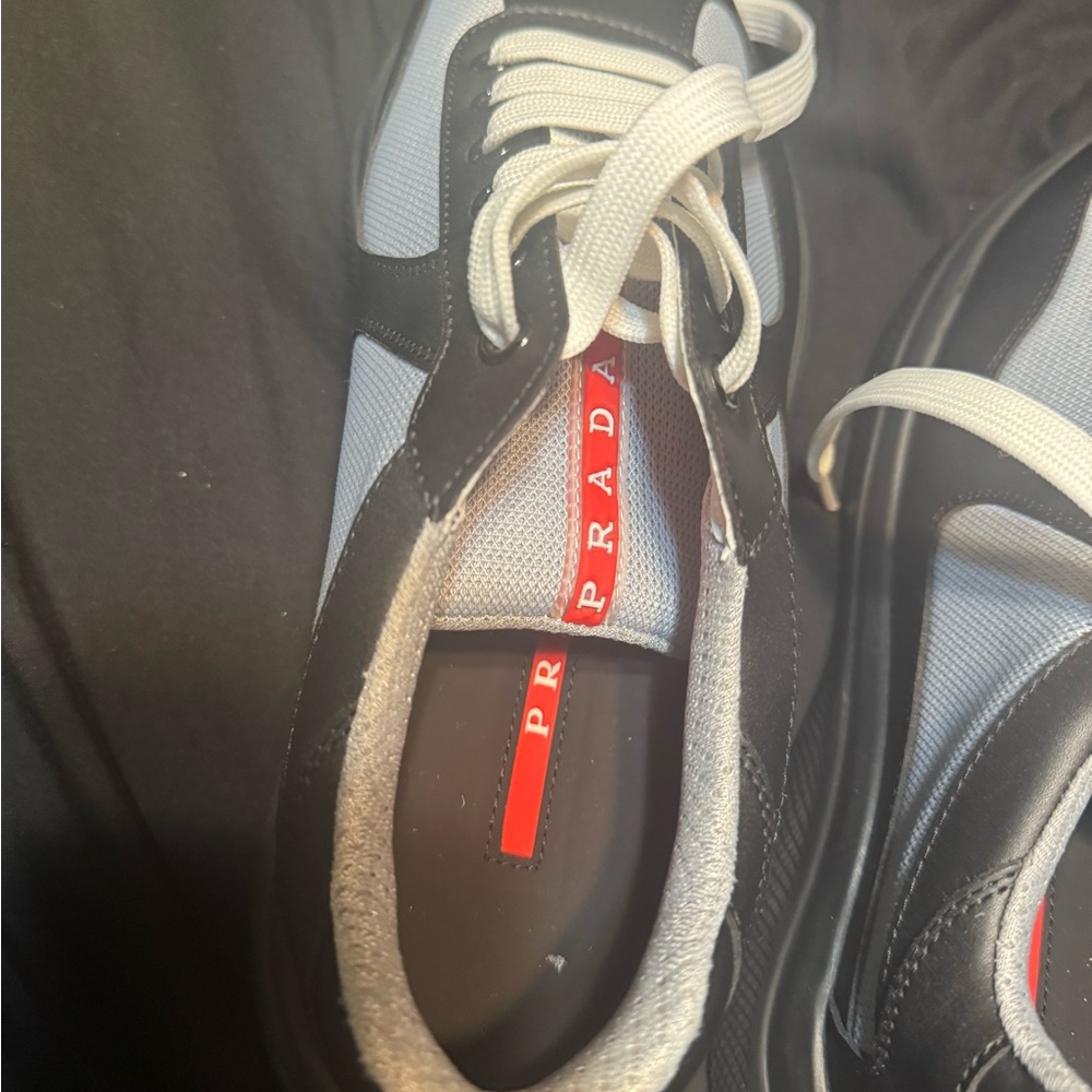 Prada Men's Black and White Sneakers